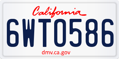 CA license plate 6WTO586