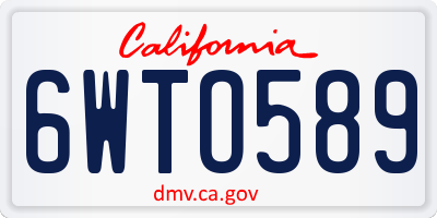 CA license plate 6WTO589