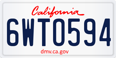 CA license plate 6WTO594