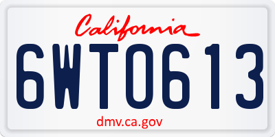 CA license plate 6WTO613