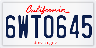 CA license plate 6WTO645