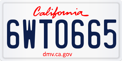 CA license plate 6WTO665
