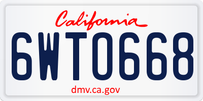 CA license plate 6WTO668