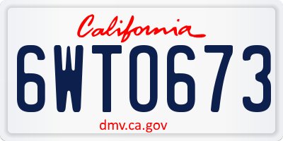 CA license plate 6WTO673