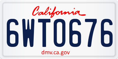 CA license plate 6WTO676
