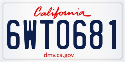 CA license plate 6WTO681