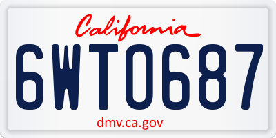 CA license plate 6WTO687