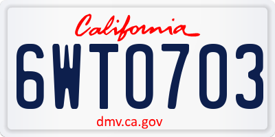 CA license plate 6WTO703