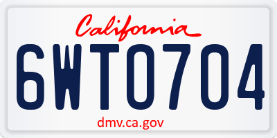CA license plate 6WTO704