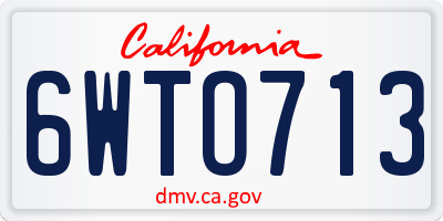 CA license plate 6WTO713