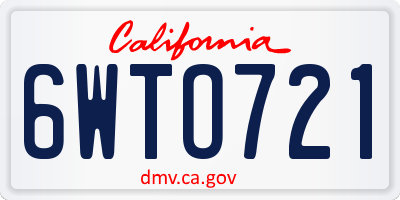 CA license plate 6WTO721