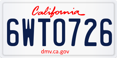 CA license plate 6WTO726