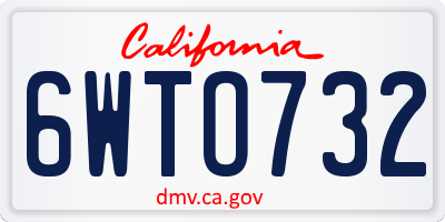 CA license plate 6WTO732