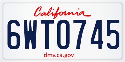 CA license plate 6WTO745