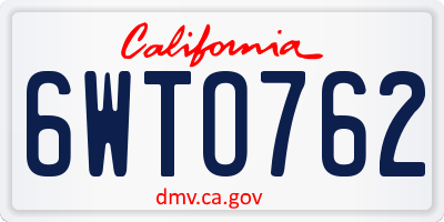 CA license plate 6WTO762