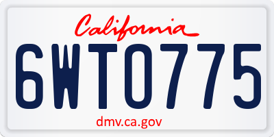 CA license plate 6WTO775