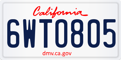 CA license plate 6WTO805