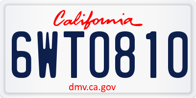 CA license plate 6WTO810