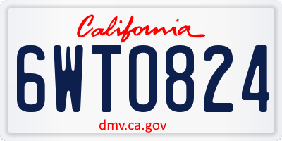 CA license plate 6WTO824
