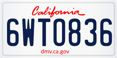 CA license plate 6WTO836
