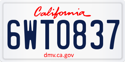 CA license plate 6WTO837