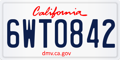 CA license plate 6WTO842