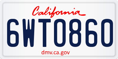 CA license plate 6WTO860