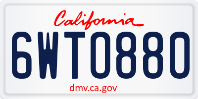 CA license plate 6WTO880
