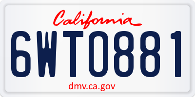 CA license plate 6WTO881