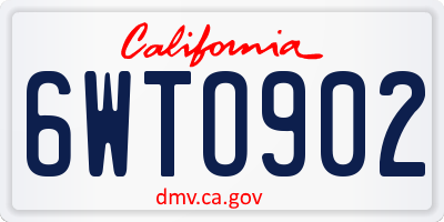 CA license plate 6WTO902