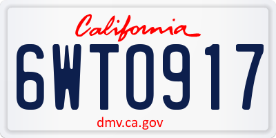 CA license plate 6WTO917