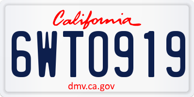 CA license plate 6WTO919