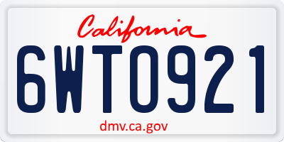 CA license plate 6WTO921