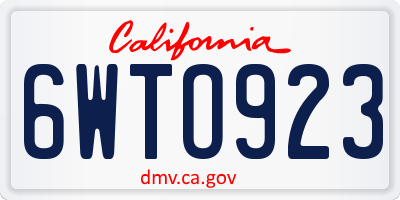 CA license plate 6WTO923