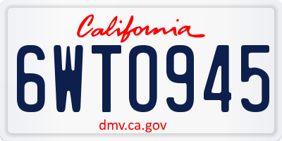 CA license plate 6WTO945