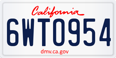 CA license plate 6WTO954