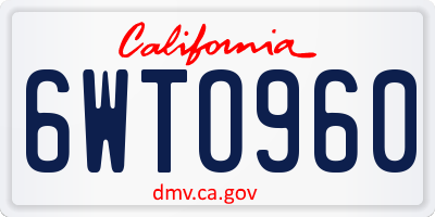 CA license plate 6WTO960