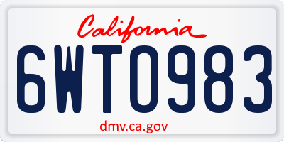 CA license plate 6WTO983