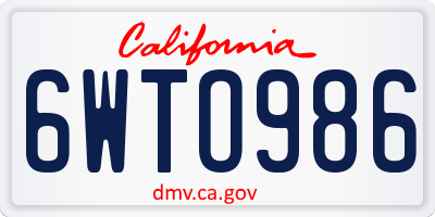 CA license plate 6WTO986