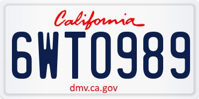 CA license plate 6WTO989