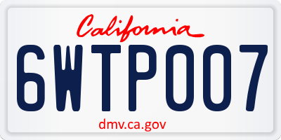 CA license plate 6WTP007