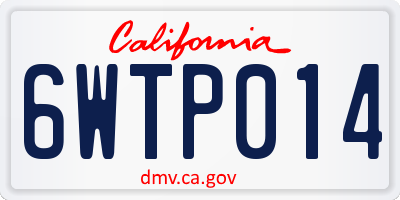CA license plate 6WTP014
