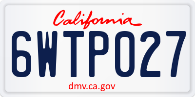 CA license plate 6WTP027