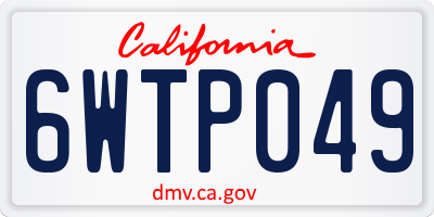 CA license plate 6WTP049