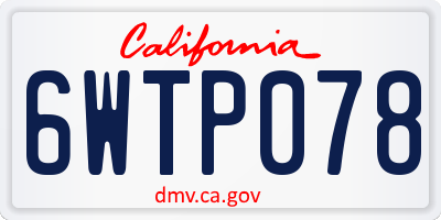 CA license plate 6WTP078