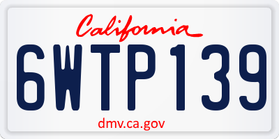 CA license plate 6WTP139
