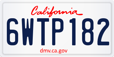CA license plate 6WTP182