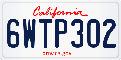 CA license plate 6WTP302