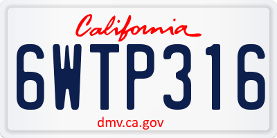 CA license plate 6WTP316