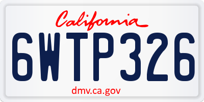 CA license plate 6WTP326